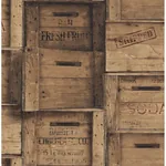 A-Street Prints Brown Wood Crates Wallpaper - SKU 2701-22348
