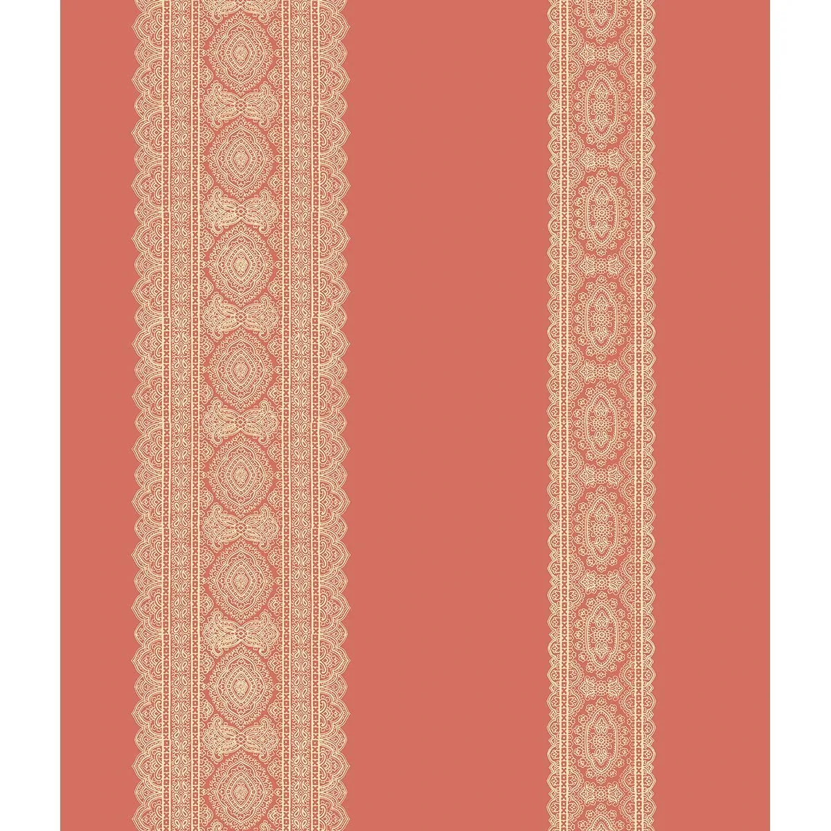 1014-001833 | Brynn Coral Paisley Stripe Wallpaper
