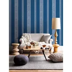 A-Street Prints Brynn Indigo Paisley Stripe Wallpaper - SKU 1014-001832