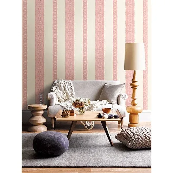 A-Street Prints Brynn Pink Paisley Stripe Wallpaper - SKU 1014-001831