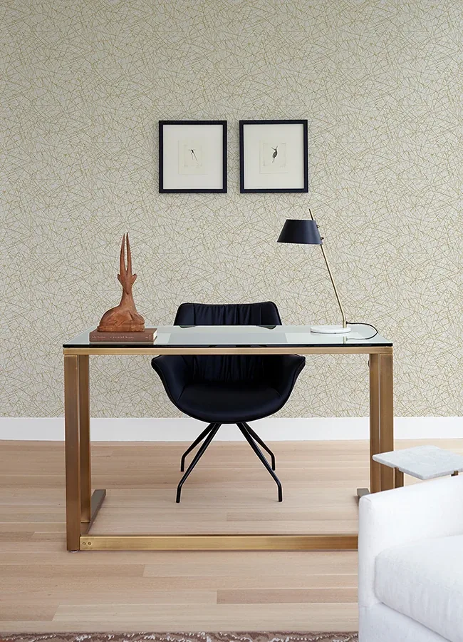A-Street Prints Bulan Champagne Abstract Lines Wallpaper - SKU 4105-86631
