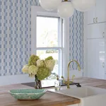 A-Street Prints Burgen Blue Geometric Linen Wallpaper - SKU 2903-25806
