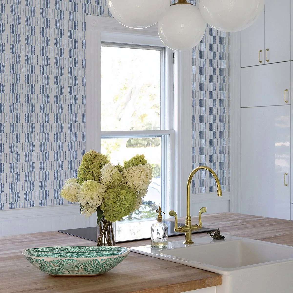 A-Street Prints Burgen Blue Geometric Linen Wallpaper - SKU 2903-25806