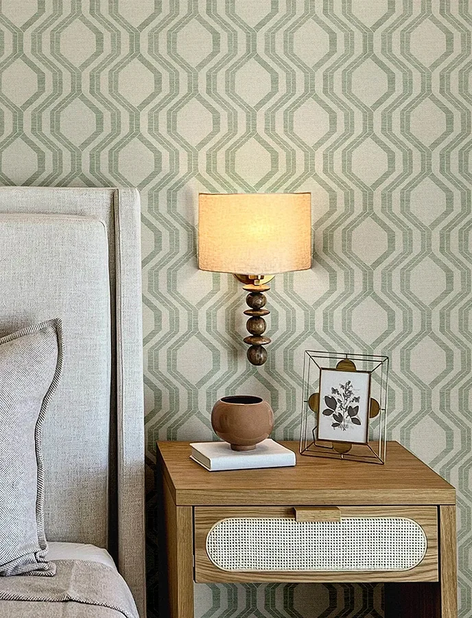 A-Street Prints Burton Green Modern Ogee Wallpaper - SKU 4141-27105