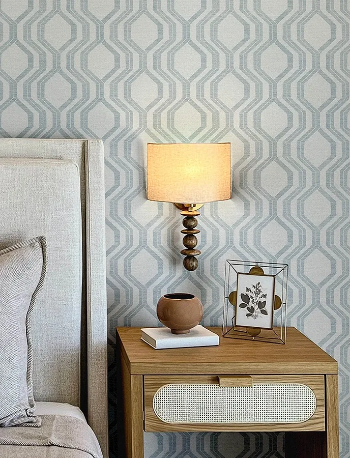 A-Street Prints Burton Light Blue Modern Ogee Wallpaper - SKU 4141-27102