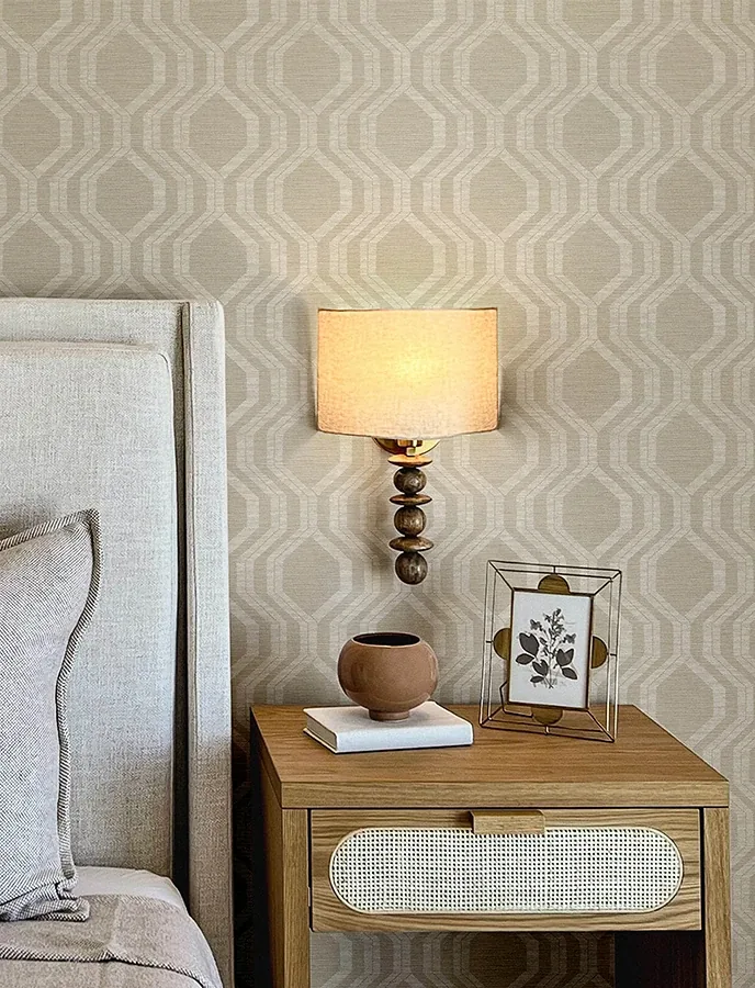 A-Street Prints Burton Neutral Modern Ogee Wallpaper - SKU 4141-27100