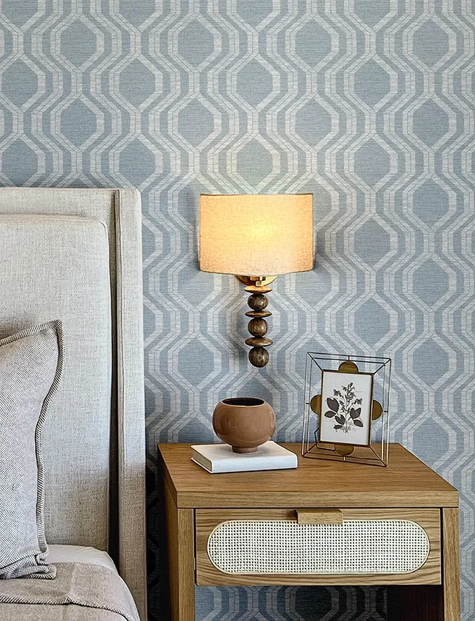 A-Street Prints Burton Pewter Modern Ogee Wallpaper - SKU 4141-27101