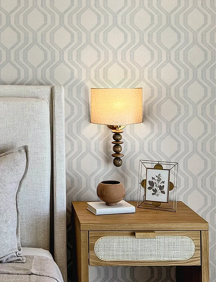 A-Street Prints Burton Silver Modern Ogee Wallpaper - SKU 4141-27104