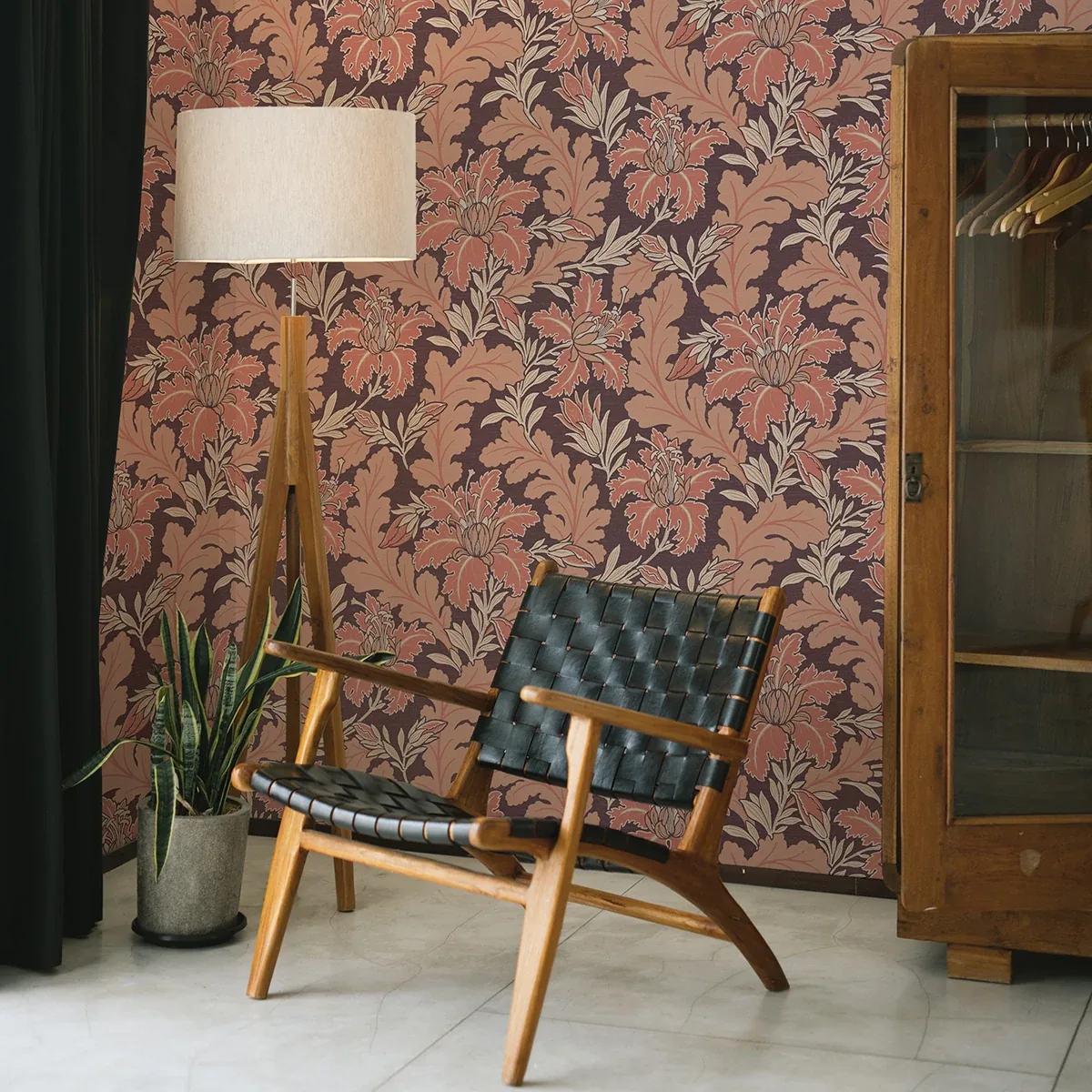 A-Street Prints Butterfield Burgundy Floral Wallpaper - SKU 2970-26144