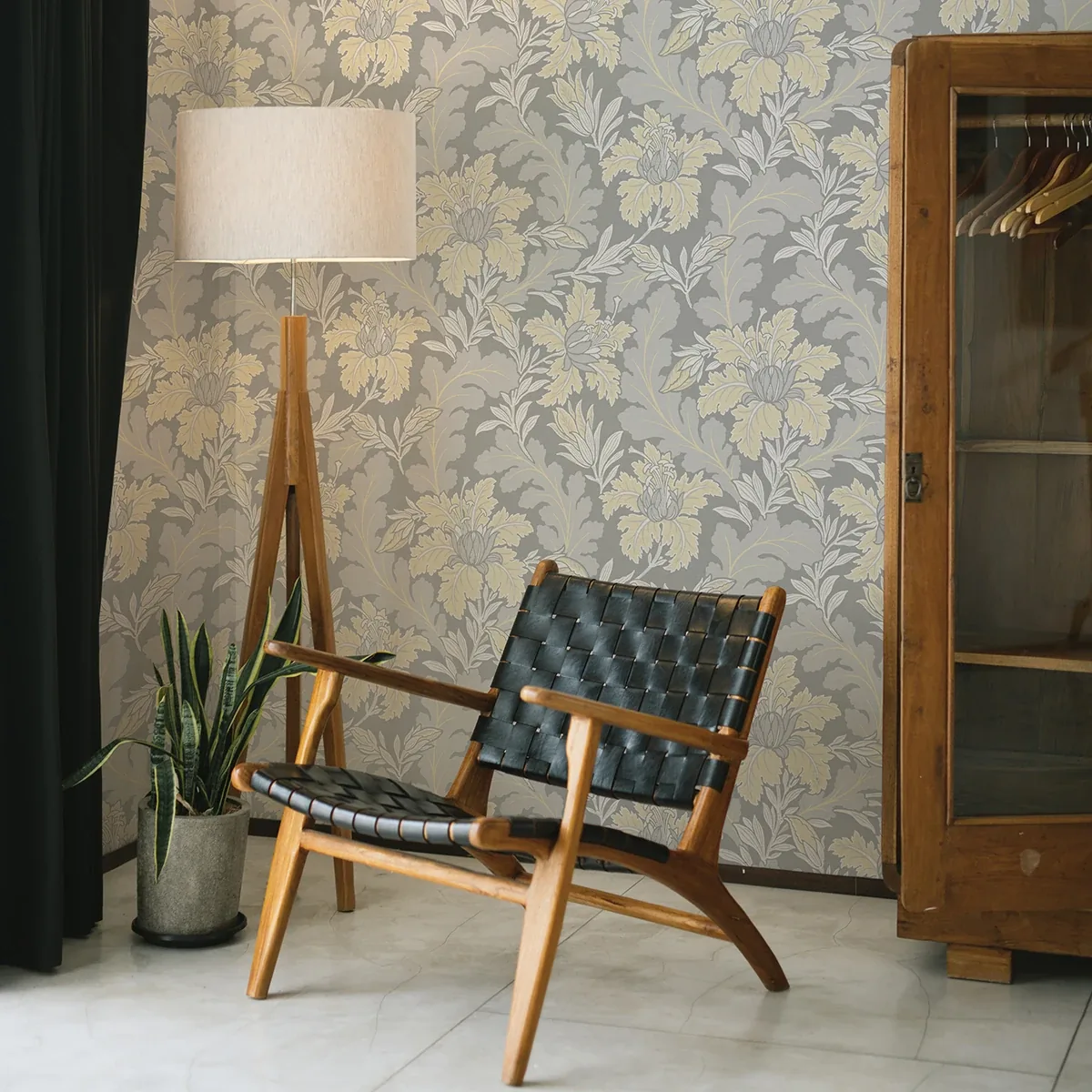 A-Street Prints Butterfield Light Grey Floral Wallpaper - SKU 2970-26142