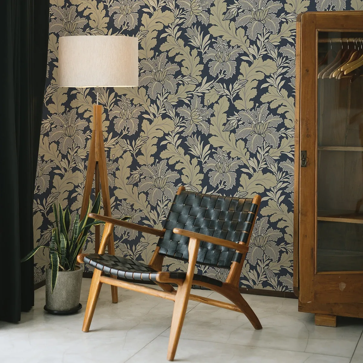 A-Street Prints Butterfield Navy Floral Wallpaper - SKU 2970-26141