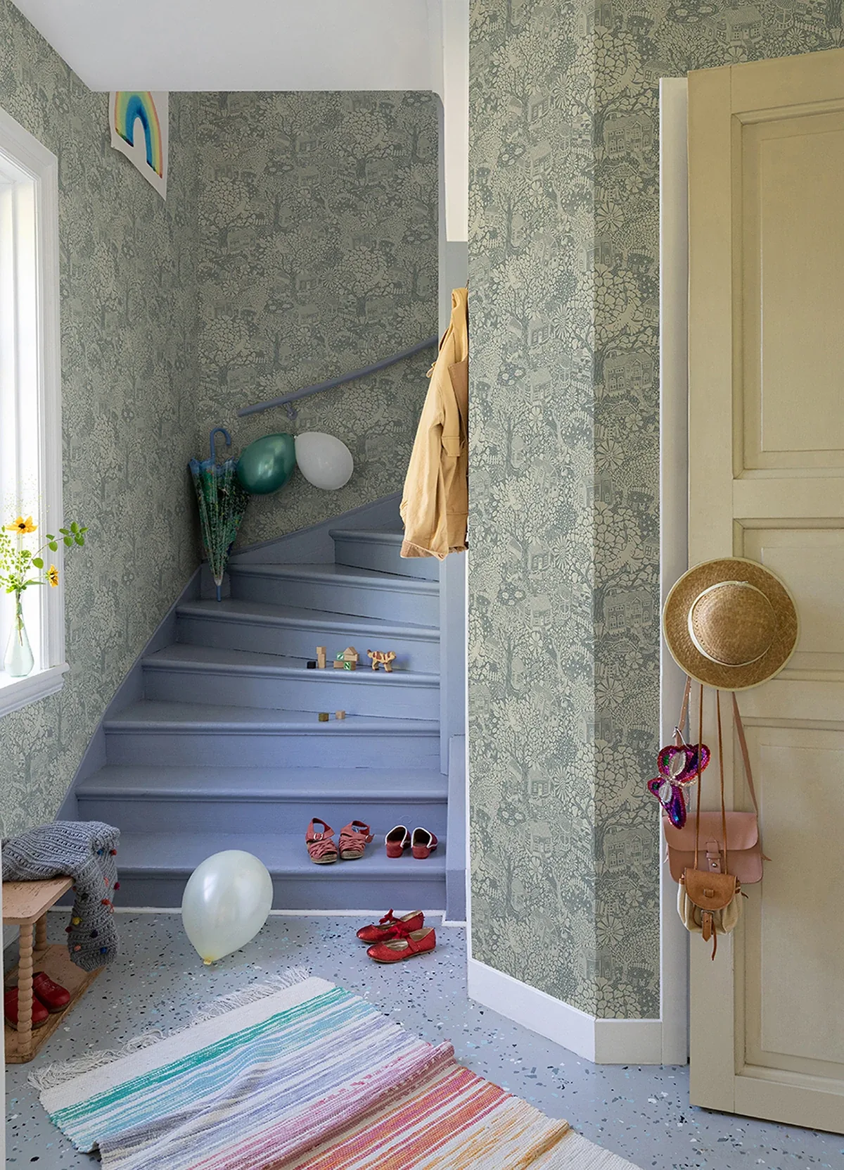 A-Street Prints Bygga Bo Blue Woodland Village Wallpaper - SKU 4111-63005
