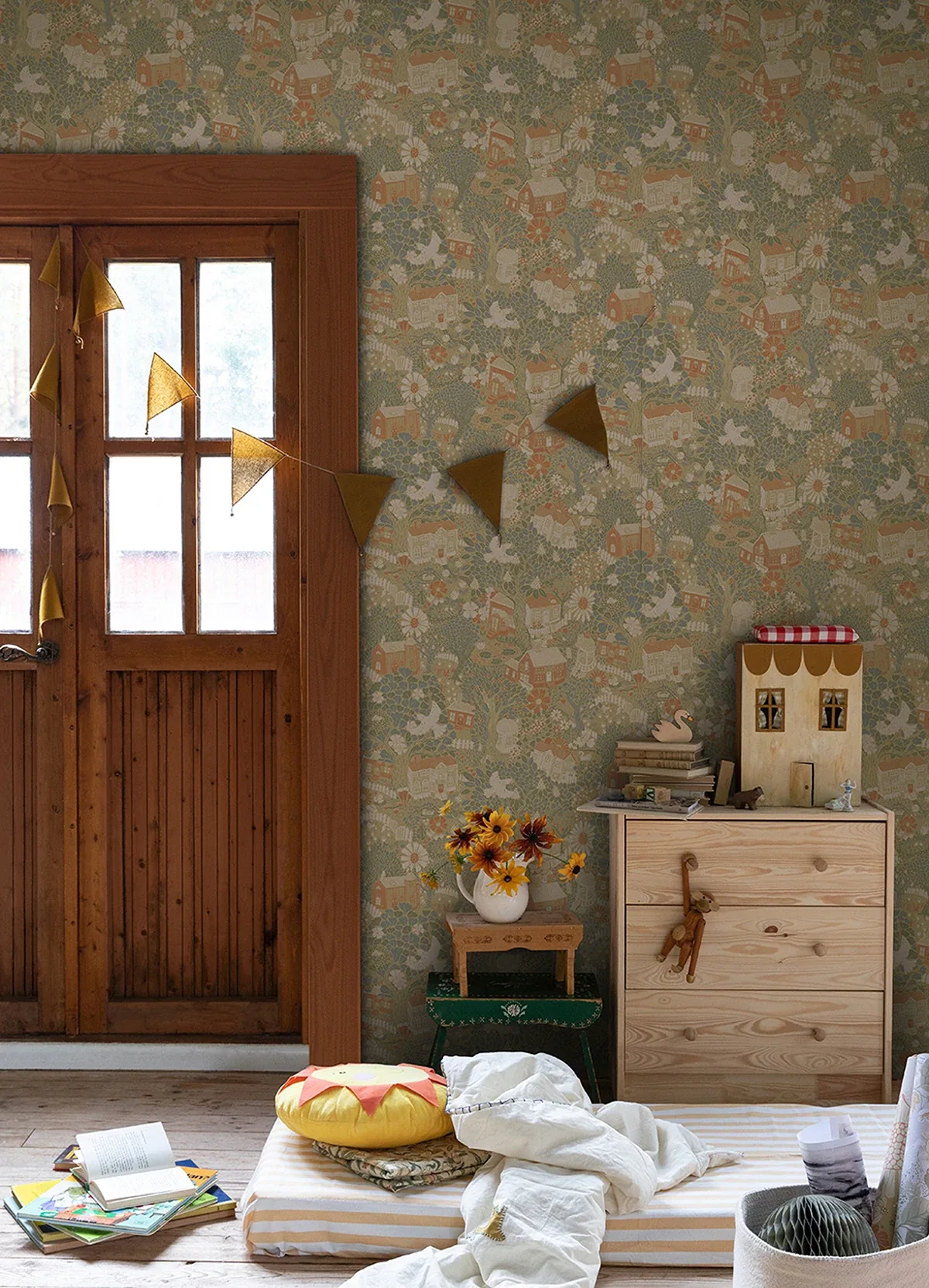 A-Street Prints Bygga Bo Butter Woodland Village Wallpaper - SKU 4111-63002