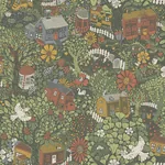 A-Street Prints Bygga Bo Green Woodland Village Wallpaper - SKU 4111-63003