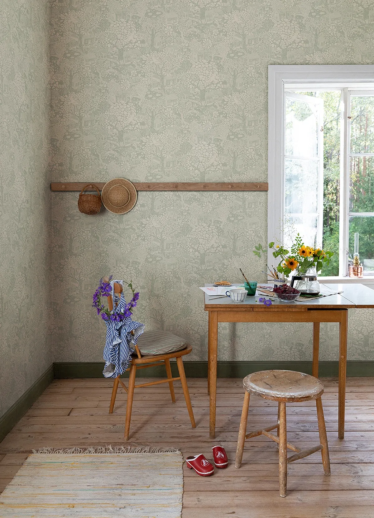 A-Street Prints Bygga Bo Seafoam Woodland Village Wallpaper - SKU 4111-63004