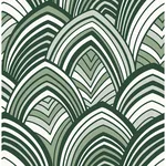 A-Street Prints Cabarita Green Art Deco Flocked Leaves Wallpaper - SKU 2969-87354