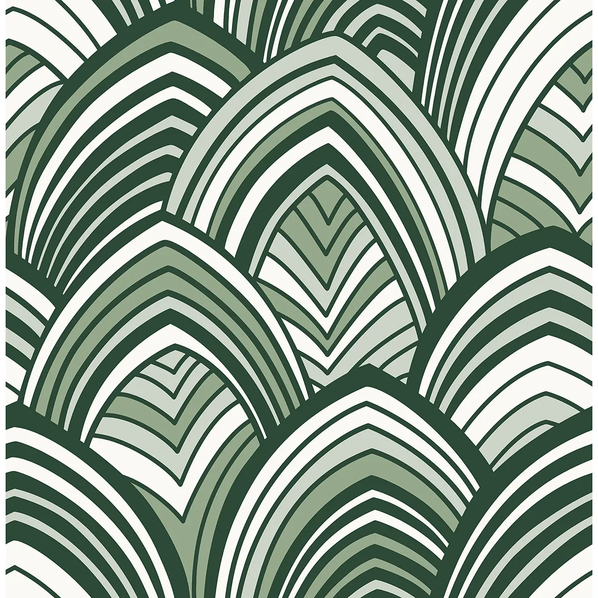 A-Street Prints Cabarita Green Art Deco Flocked Leaves Wallpaper - SKU 2969-87354