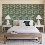 A-Street Prints Cabarita Green Art Deco Flocked Leaves Wallpaper - SKU 2969-87354
