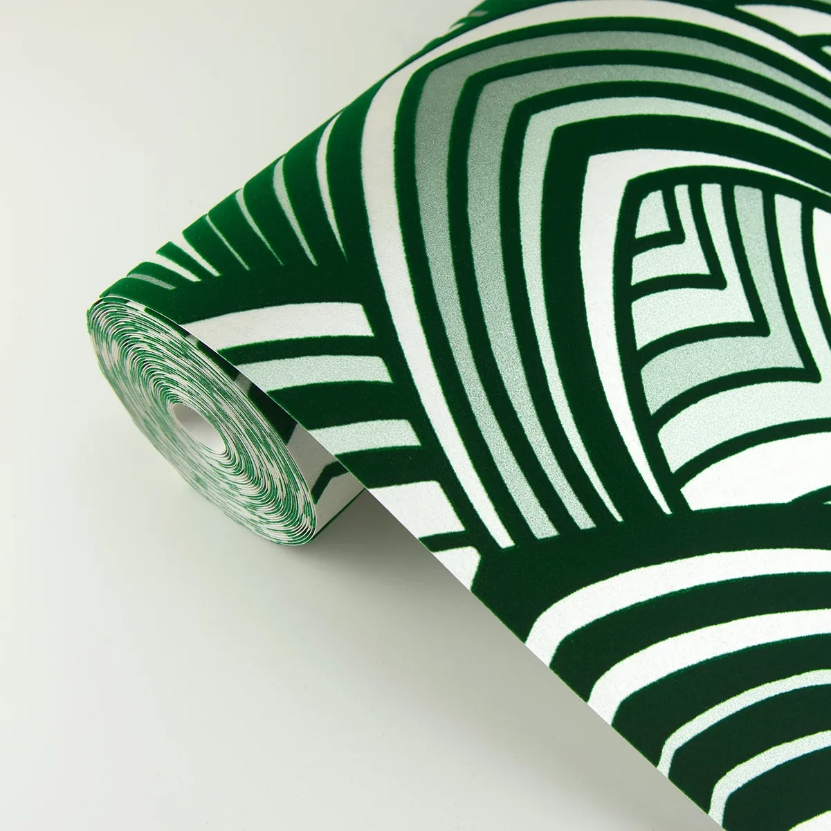 A-Street Prints Cabarita Green Art Deco Flocked Leaves Wallpaper - SKU 2969-87354