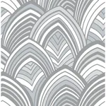 A-Street Prints Cabarita Grey Art Deco Flocked Leaves Wallpaper - SKU 2969-87353