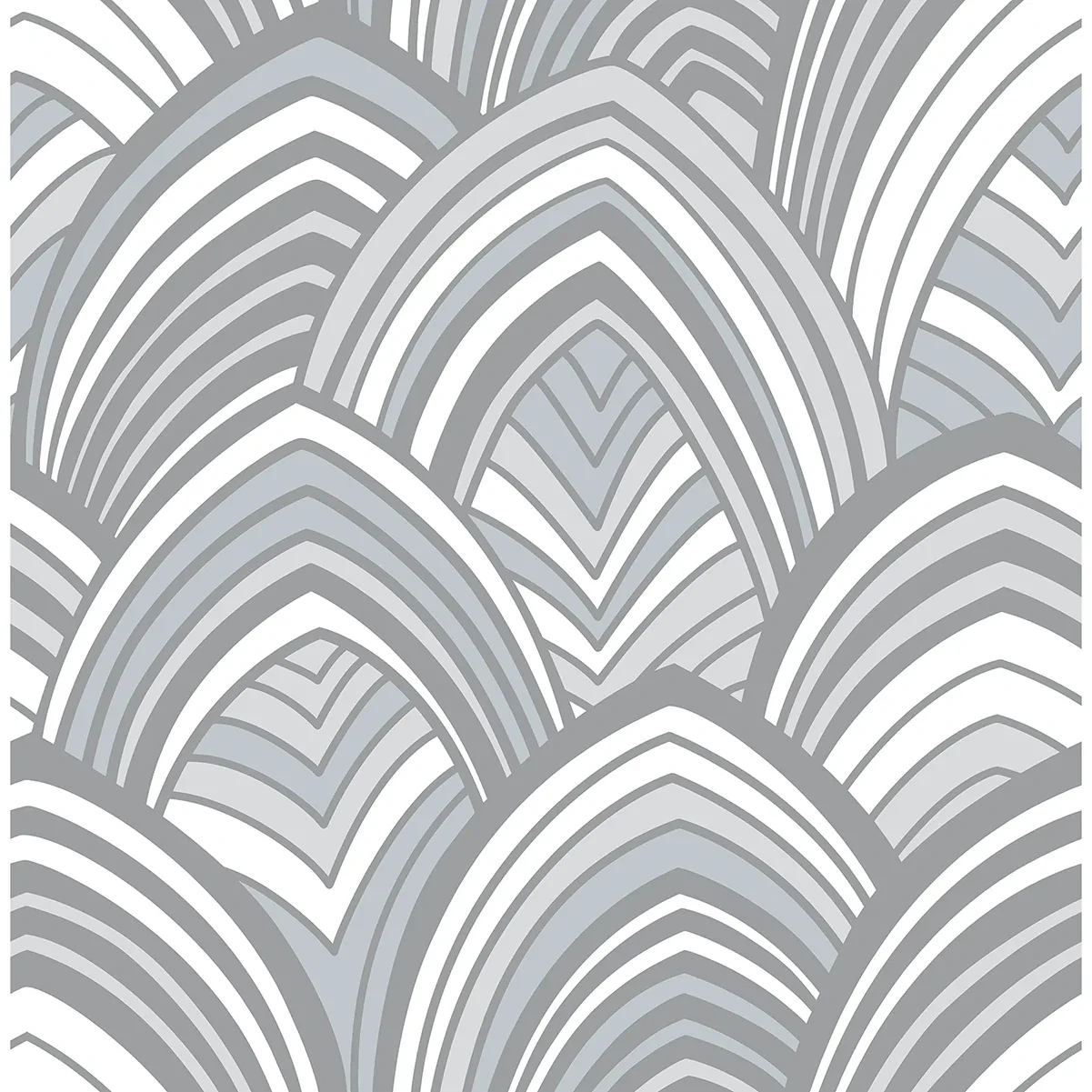 2969-87353 | Cabarita Grey Art Deco Flocked Leaves Wallpaper
