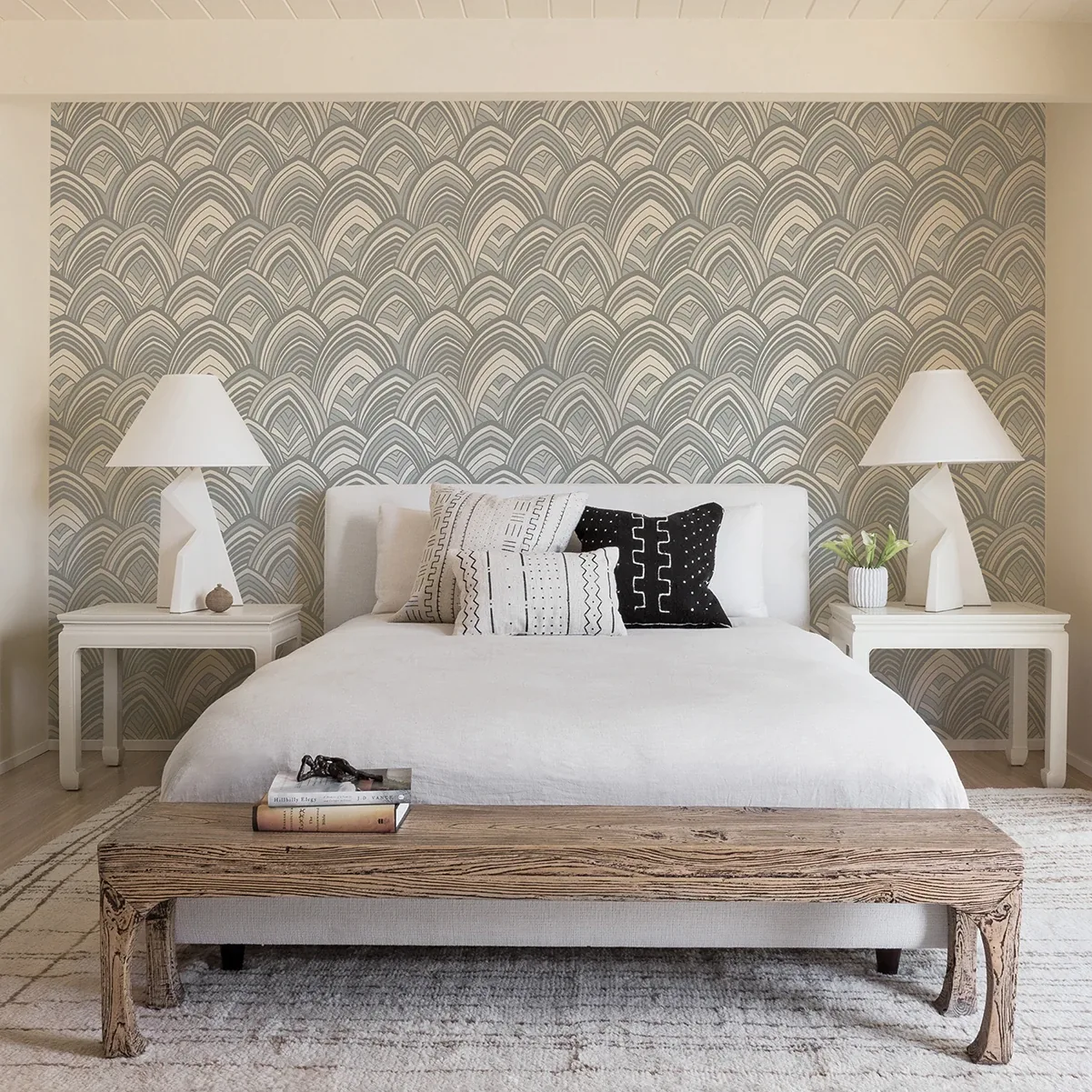 A-Street Prints Cabarita Grey Art Deco Flocked Leaves Wallpaper - SKU 2969-87353