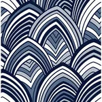 A-Street Prints Cabarita Indigo Art Deco Flocked Leaves Wallpaper - SKU 2969-87351