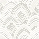 A-Street Prints Cabarita White Art Deco Flocked Leaves Wallpaper - SKU 2969-87352