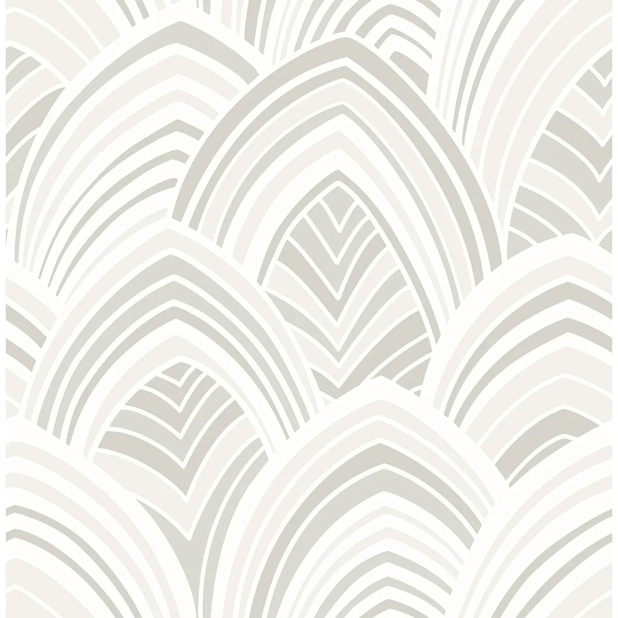 2969-87352 | Cabarita White Art Deco Flocked Leaves Wallpaper