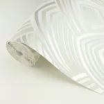 A-Street Prints Cabarita White Art Deco Flocked Leaves Wallpaper - SKU 2969-87352