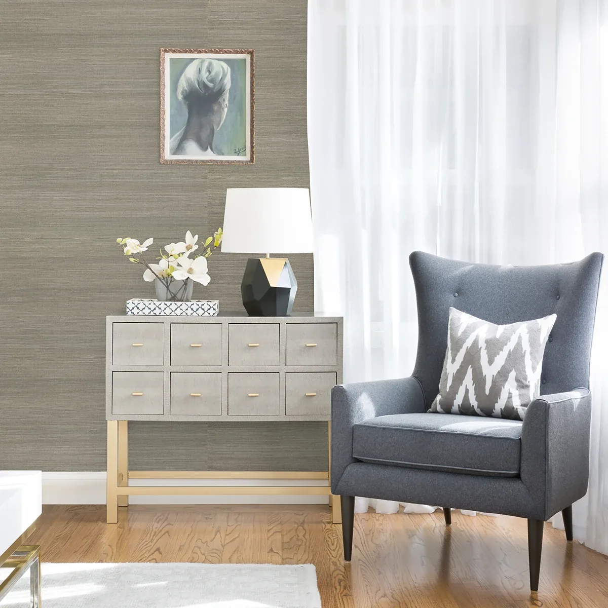 A-Street Prints Caihon Silver Sisal Grasscloth Wallpaper | Wallpaper Twins A-Street Prints Caihon Silver Sisal Grasscloth Wallpaper - SKU 2972-86116