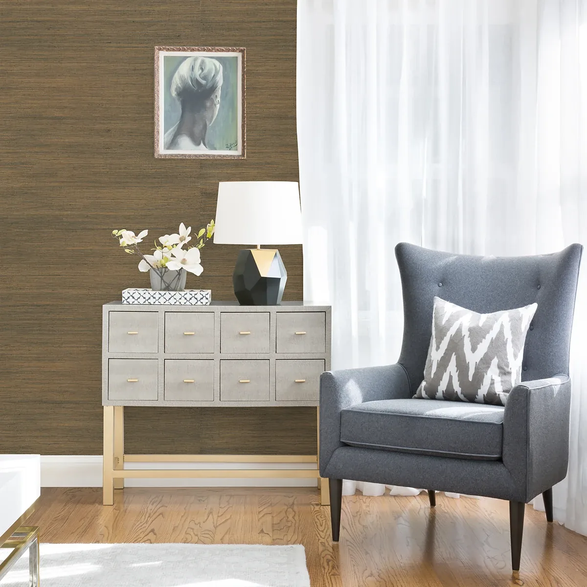 A-Street Prints Caihon Slate Sisal Grasscloth Wallpaper - SKU 2972-86118