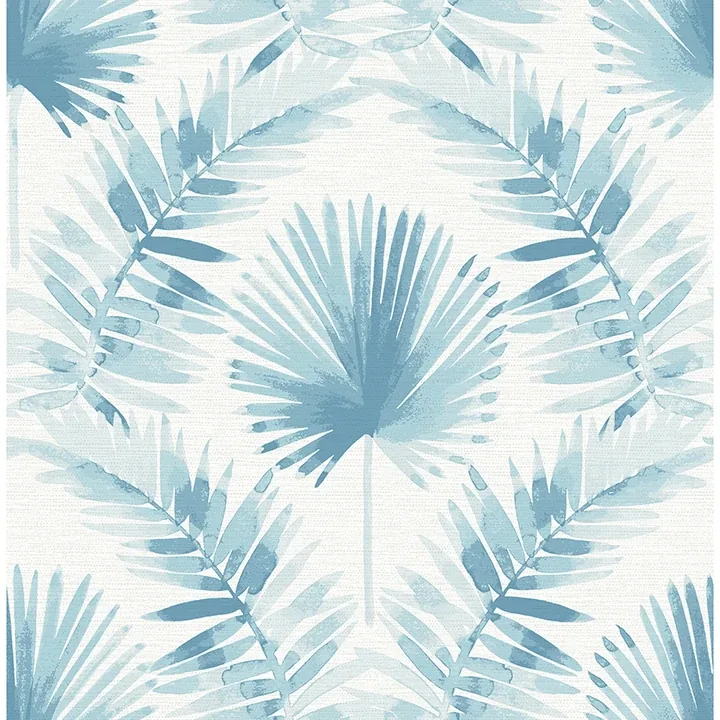 4121-26916 | Calla Blue Painted Palm Wallpaper