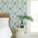 A-Street Prints Calla Blue Painted Palm Wallpaper - SKU 4121-26916