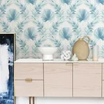 A-Street Prints Calla Blue Painted Palm Wallpaper - SKU 4121-26916