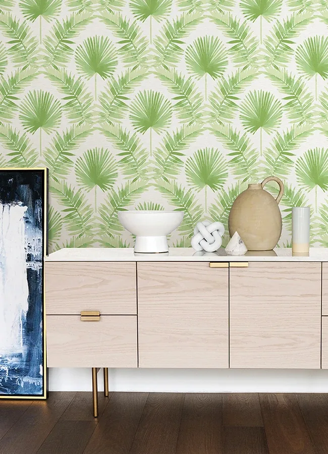A-Street Prints Calla Green Painted Palm Wallpaper - SKU 4121-26911