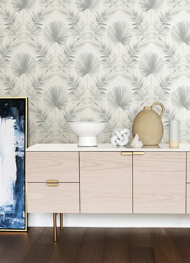 A-Street Prints Calla Grey Painted Palm Wallpaper | Wallpaper Twins A-Street Prints Calla Grey Painted Palm Wallpaper - SKU 4121-26915