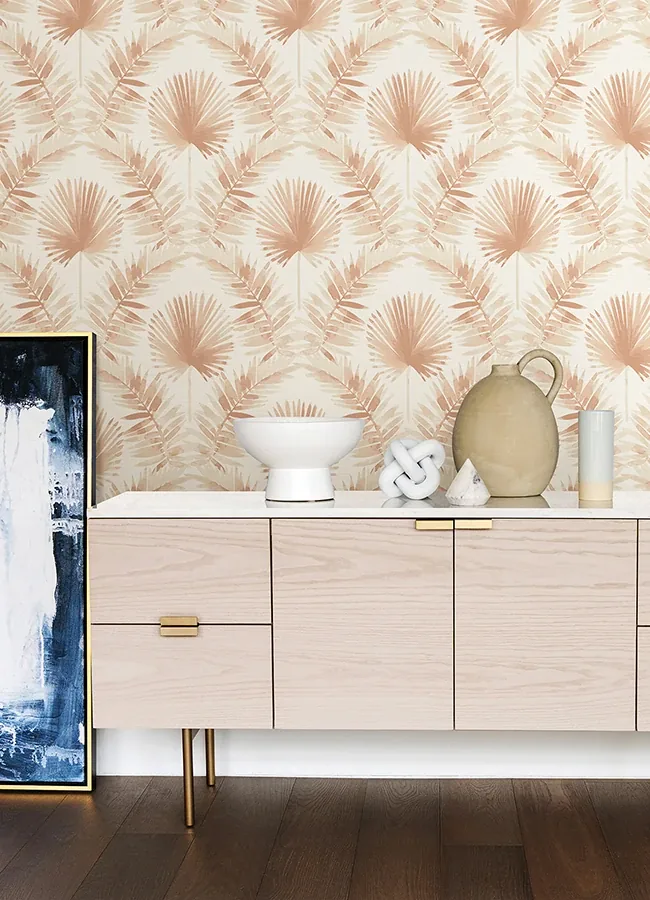 A-Street Prints Calla Rust Painted Palm Wallpaper - SKU 4121-26914