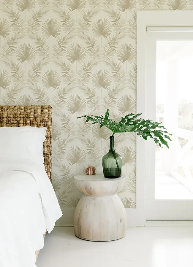 A-Street Prints Calla Taupe Painted Palm Wallpaper - SKU 4121-26913