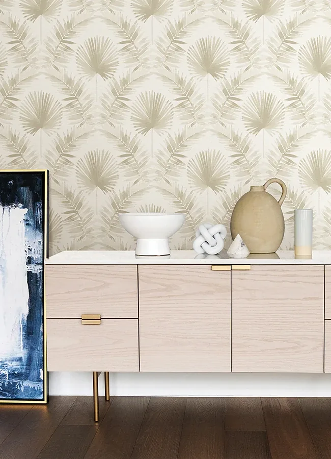 A-Street Prints Calla Taupe Painted Palm Wallpaper - SKU 4121-26913