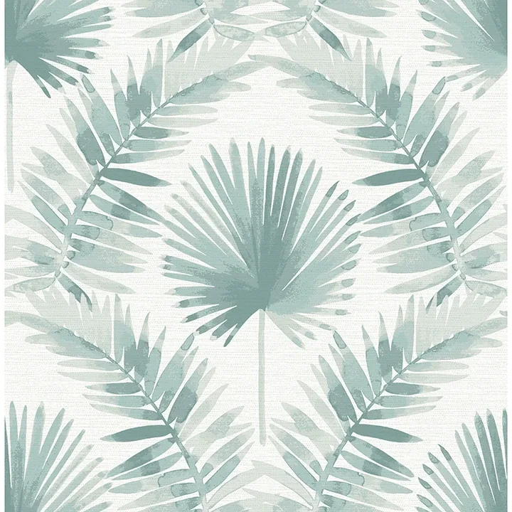 A-Street Prints Calla Teal Painted Palm Wallpaper - SKU 4121-26912