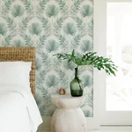 A-Street Prints Calla Teal Painted Palm Wallpaper - SKU 4121-26912