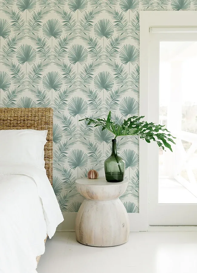 A-Street Prints Calla Teal Painted Palm Wallpaper - SKU 4121-26912
