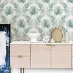 A-Street Prints Calla Teal Painted Palm Wallpaper - SKU 4121-26912
