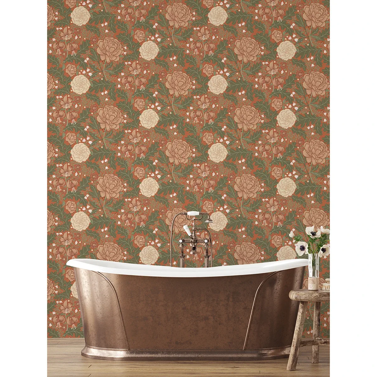 A-Street Prints Camille Red Peony & Lily Wallpaper - SKU 2999-14004