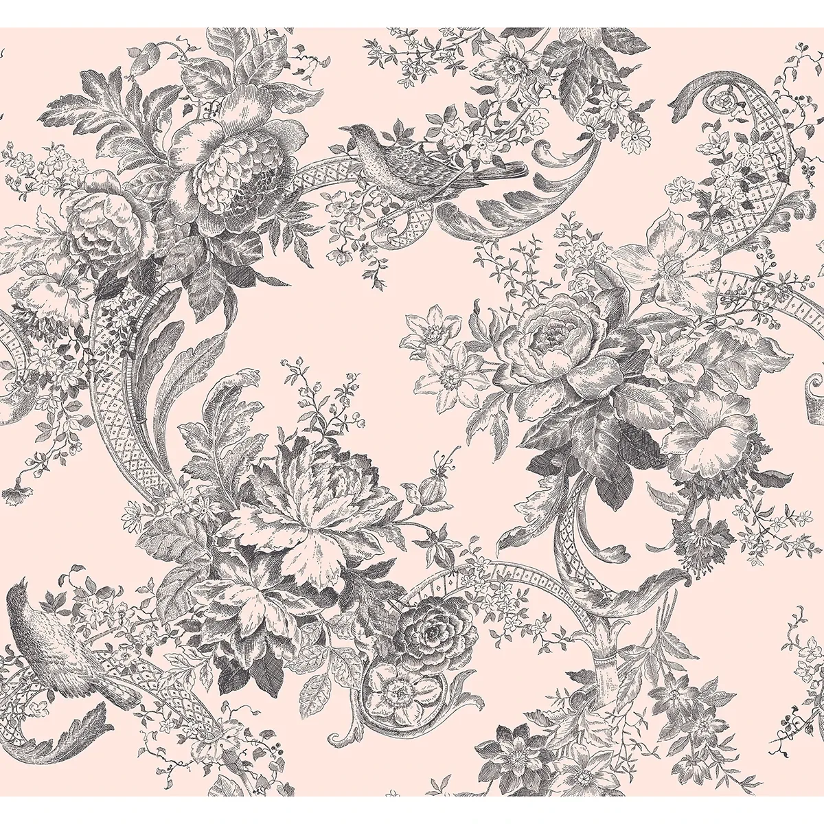 2927-81601 | Carmel Blush Baroque Florals Wallpaper