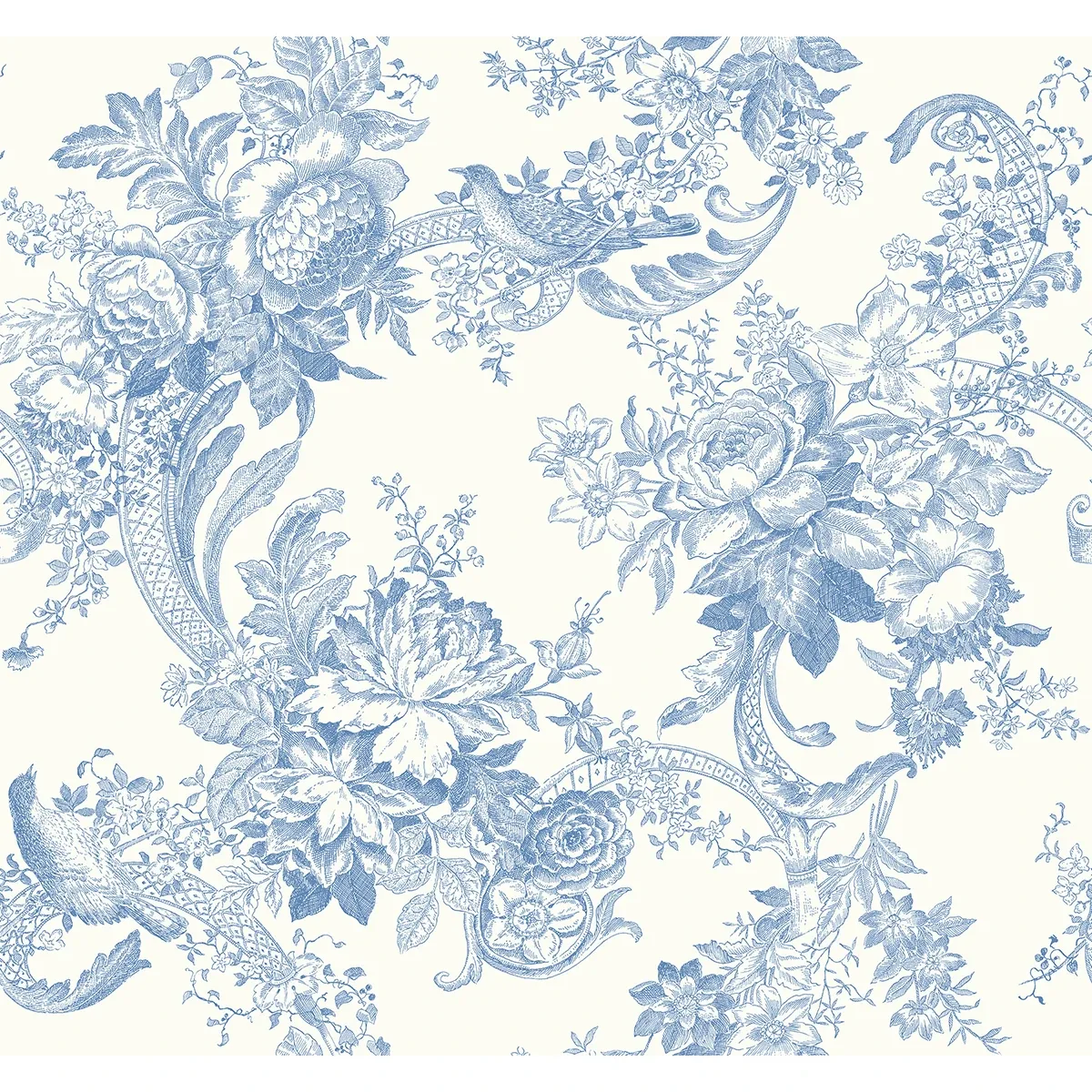 2927-81602 | Carmel Light Blue Baroque Florals Wallpaper