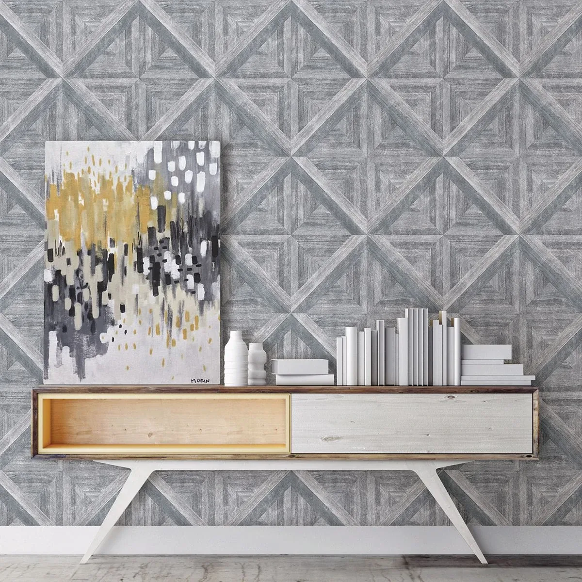 A-Street Prints Carriage Grey Geometric Wood Wallpaper | Wallpaper Twins A-Street Prints Carriage Grey Geometric Wood Wallpaper - SKU 2922-25373