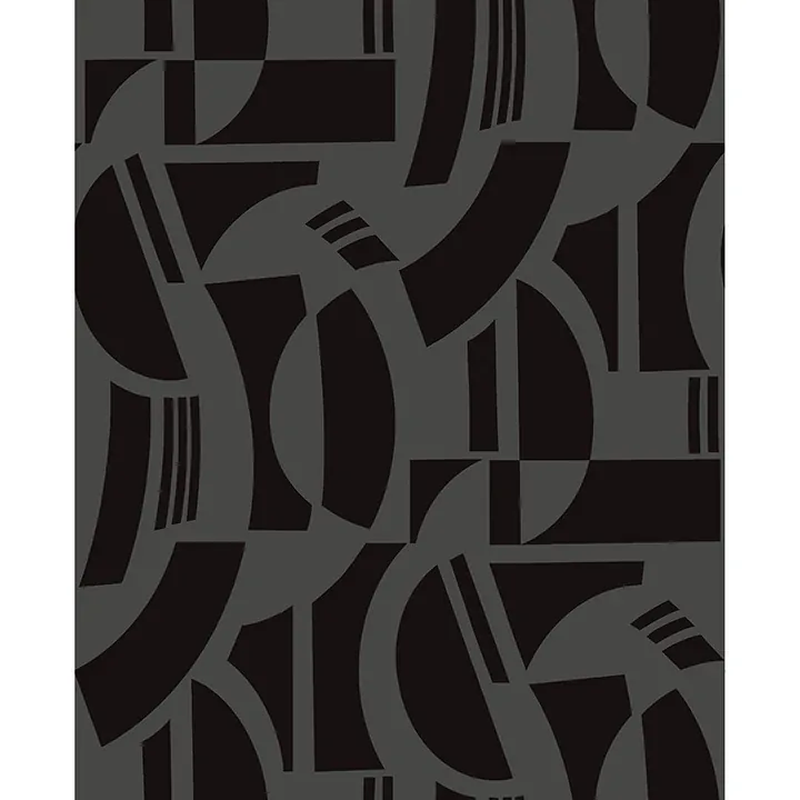 A-Street Prints Carter Black Geometric Flock Wallpaper - SKU 4034-87379