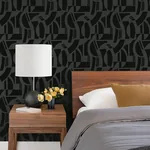 A-Street Prints Carter Black Geometric Flock Wallpaper | Wallpaper Twins A-Street Prints Carter Black Geometric Flock Wallpaper - SKU 4034-87379